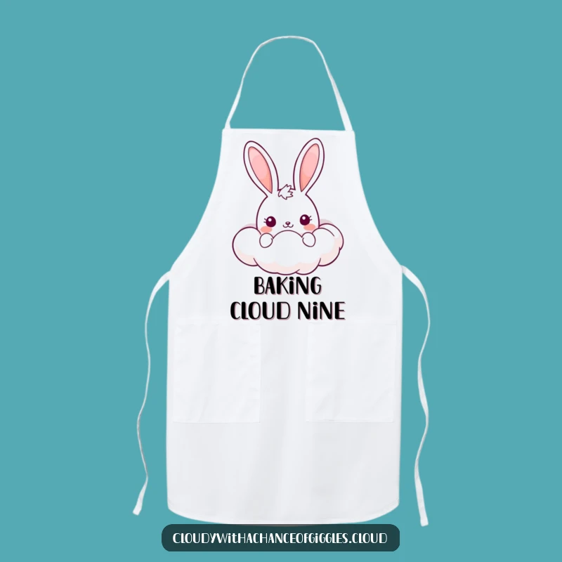 Funny Kawaii Bunny Apron: Cute Cloud Kitchen Fun, Perfect Funny Gift for Cooks