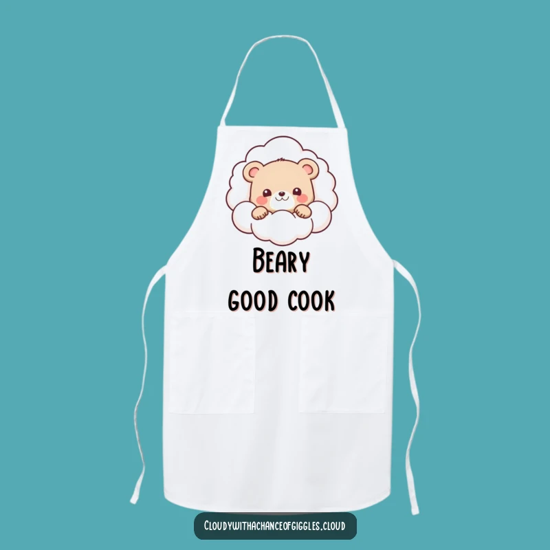 Funny Bear Cub Cloud Apron: Cute Kitchen Fun, Peek-a-Boo Cooking Gift!
