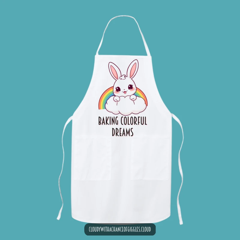 Funny Bunny Rainbow Apron - Kitchen Magic Protector, Cheesy Gift