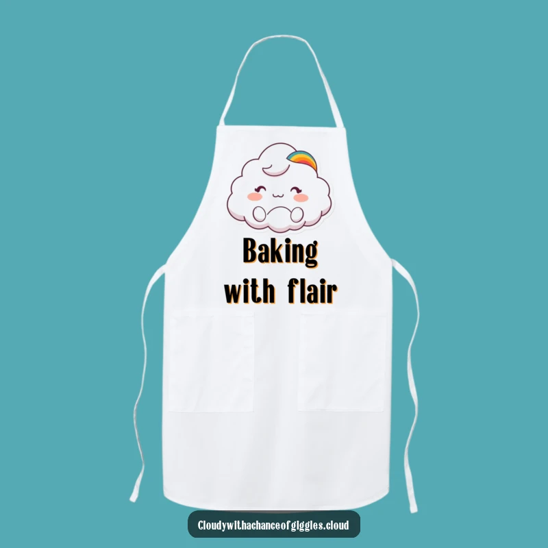 Funny Cloud Animal Apron: Rainbow Hat Wave, Cheerful Kitchen Gear