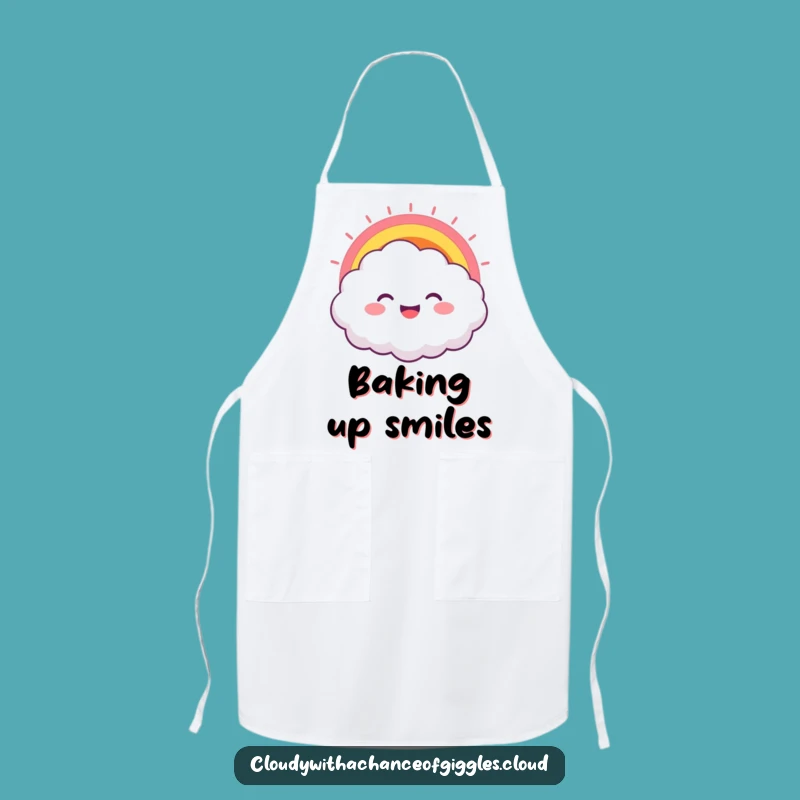 Funny Cloud Rainbow Grin Apron: Cook Up Smiles with Bursting Joyful Humor