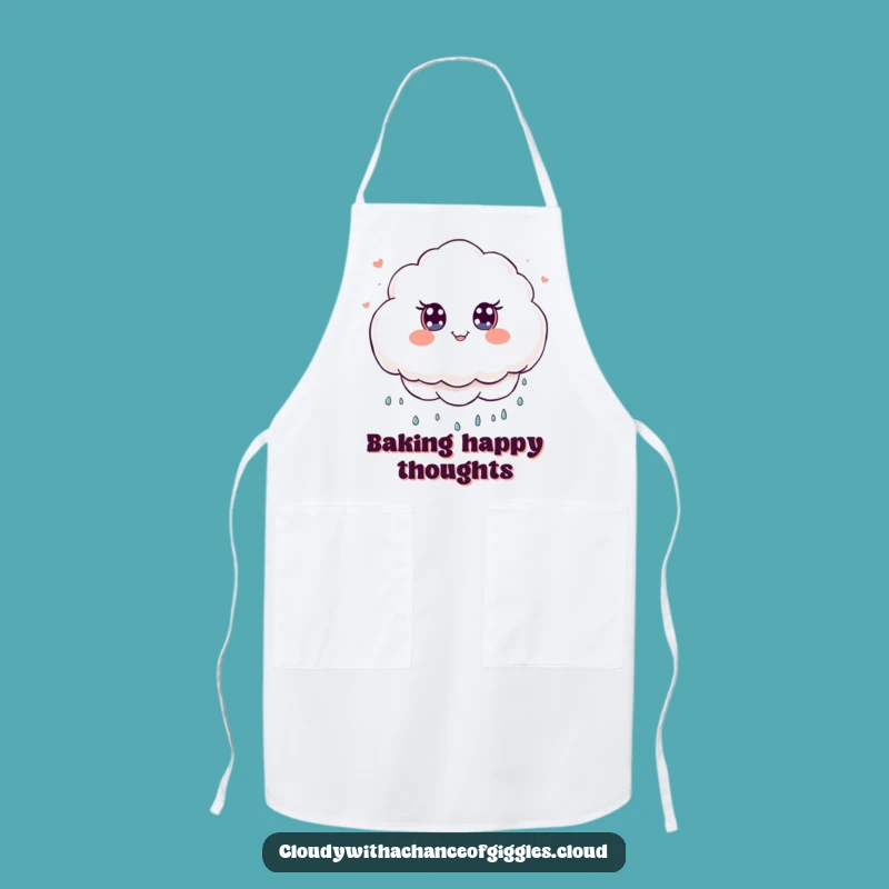 Funny Cloud Smiles Apron: Kawaii Chef Cloud for Kitchen Fun, Great Funny Gift