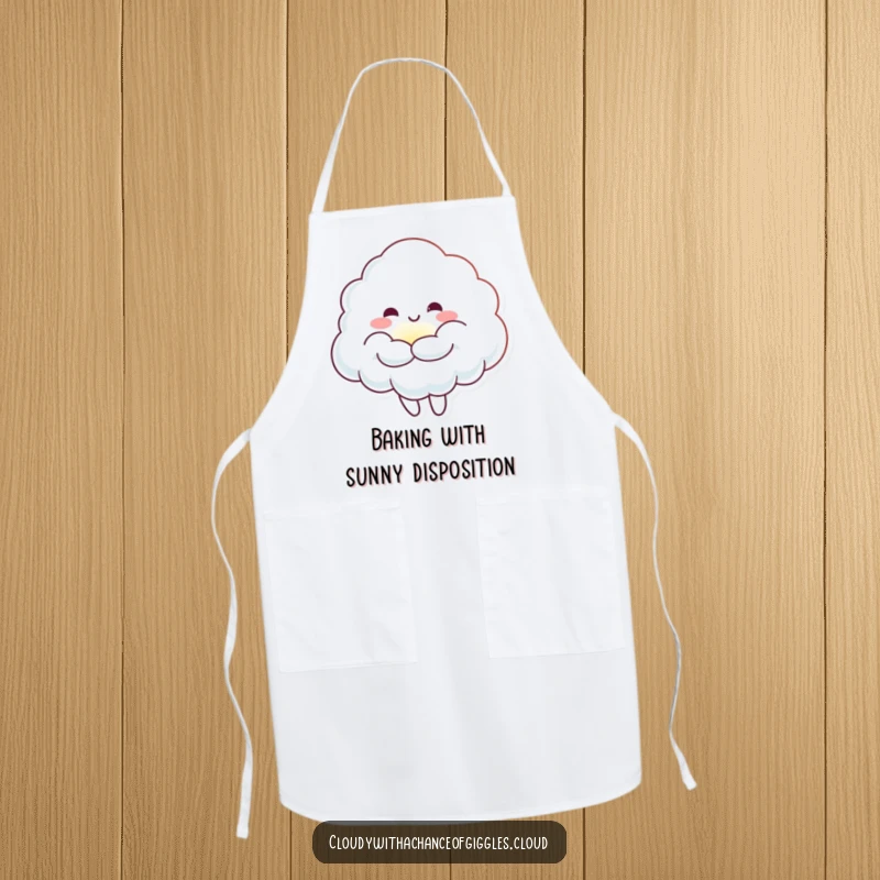 Funny Cloud Sunbeam Hug Apron: A cheerful cloud character embracing a small sunbeam, adding warmth and fun to kitchen tasks.