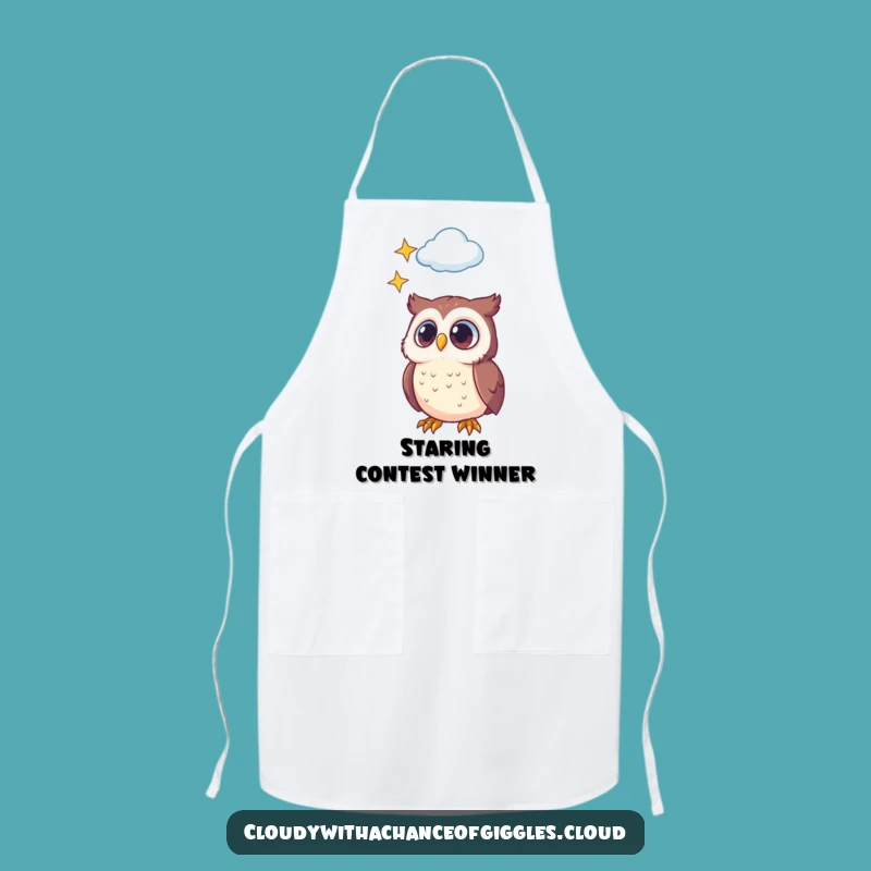 Funny Owl Chef Apron: Whimsical Cloud Art, Perfect Funny Kitchen Gift