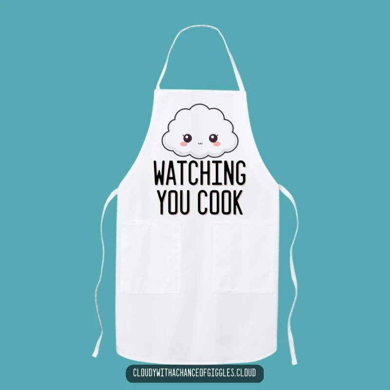 Funny Peek-a-Boo Cloud Apron: Cook with Curiosity - Hilarious Kitchen Gift!