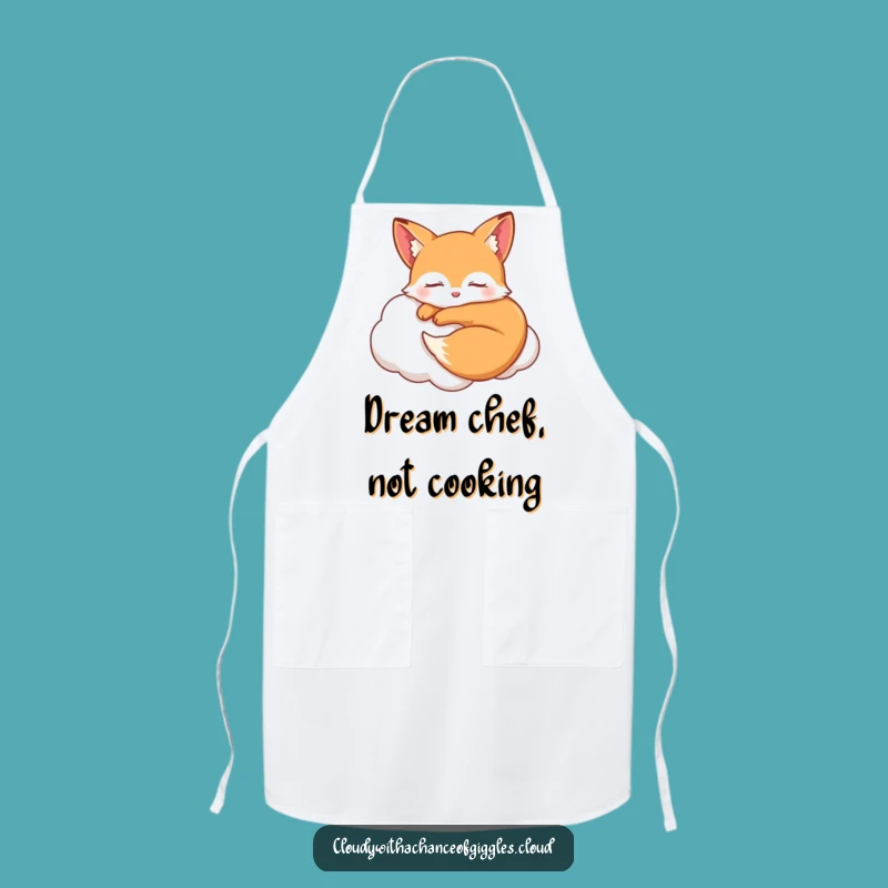 Funny Sleepy Fox Cloud Apron - Chef's Hilarious & Dreamy Kitchen Wear