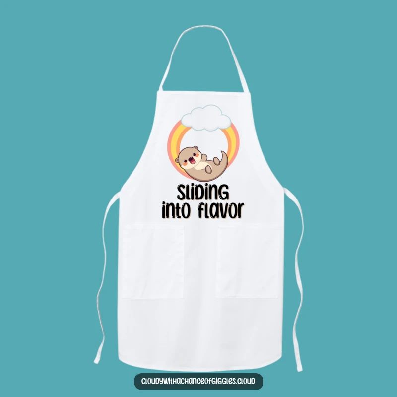 Funny Otter Rainbow Kitchen Apron - Joyful Cooking Accessory Gift