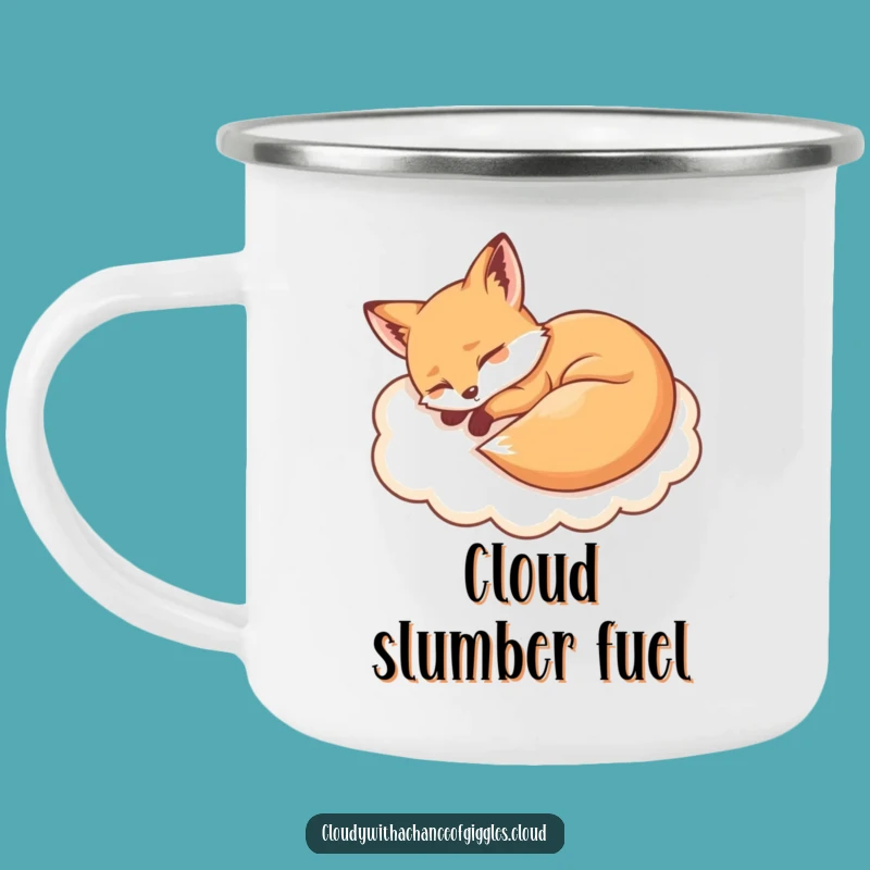 Funny Sleepy Fox Cloud Camping Mug: Cozy Campfire Humor