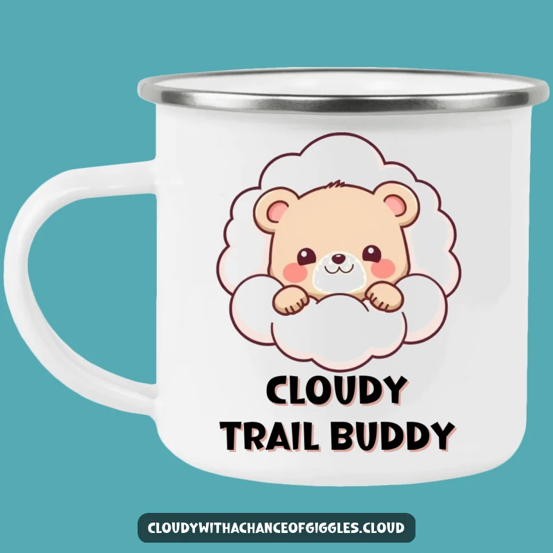 Funny Bear Cub Cloud Camping Mug: Durable, Cute Peek-a-Boo Enamel Mug Gift!
