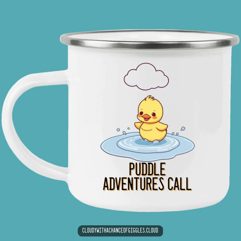 Funny Duckling Puddle Splash Camping Mug: Cheerful Companion for Outdoor Fun