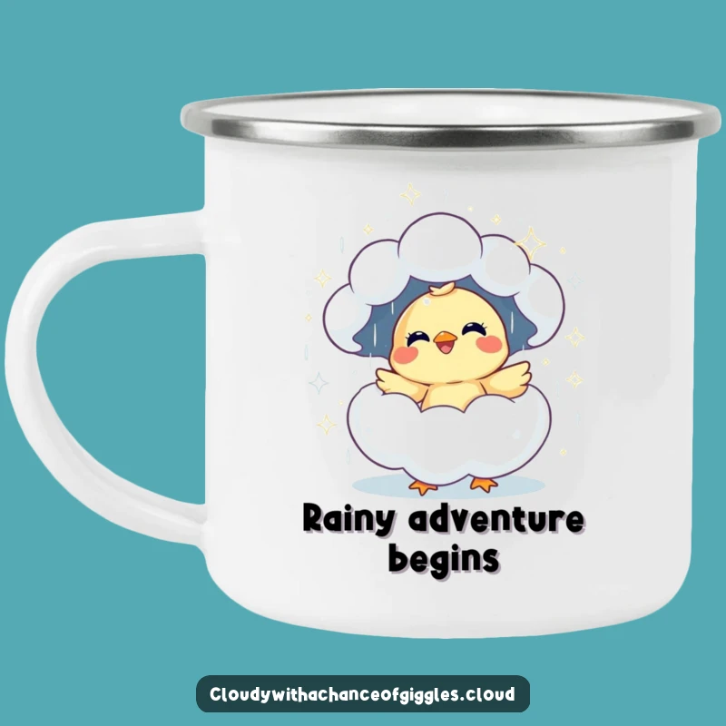 Funny Giggling Chick Cloud Camping Mug: Adventure with a Smile