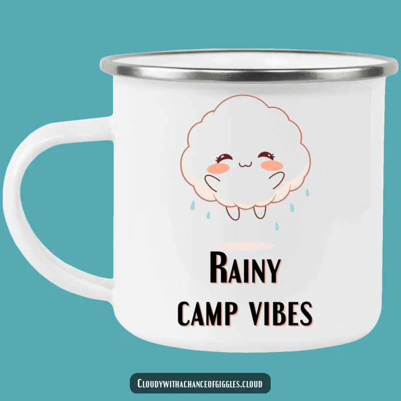 Funny Joyful Rain Cloud Camping Mug: Your Cheerful Companion for Outdoor Showers