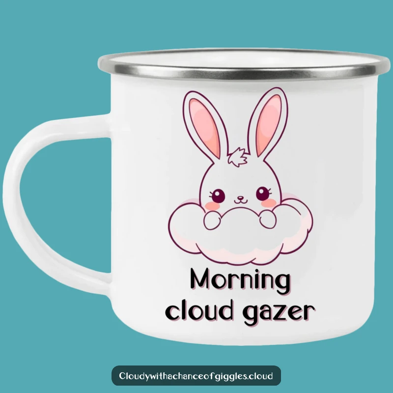 Funny Kawaii Bunny Camping Mug: Adventure Cloud Design, Perfect Outdoor Funny Gift