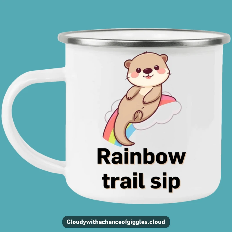 Funny Otter Rainbow Camping Mug: Adventure Fuel for Joyful Souls