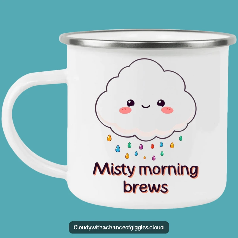 Funny Cloud Rain Camping Mug - Outdoor Cheer, Colorful Drops, Gift