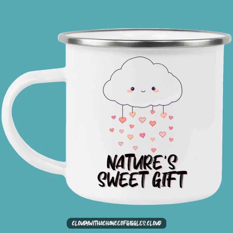 Funny Cloud Raining Hearts Camping Mug - Love on the Go!