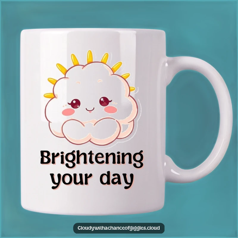 Funny Sunshine Cloud Mug: Fluffy Character's Bright Smile Hilarious Gift
