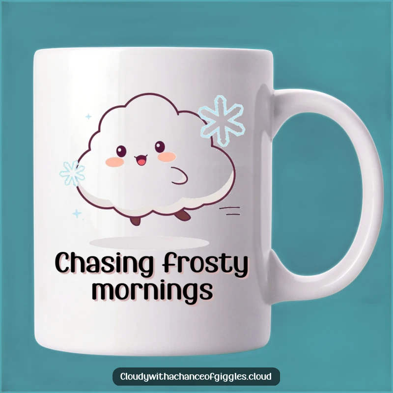 Funny Cloud Animal Mug: Chasing Snowflake, Winter Fun Gift Mug