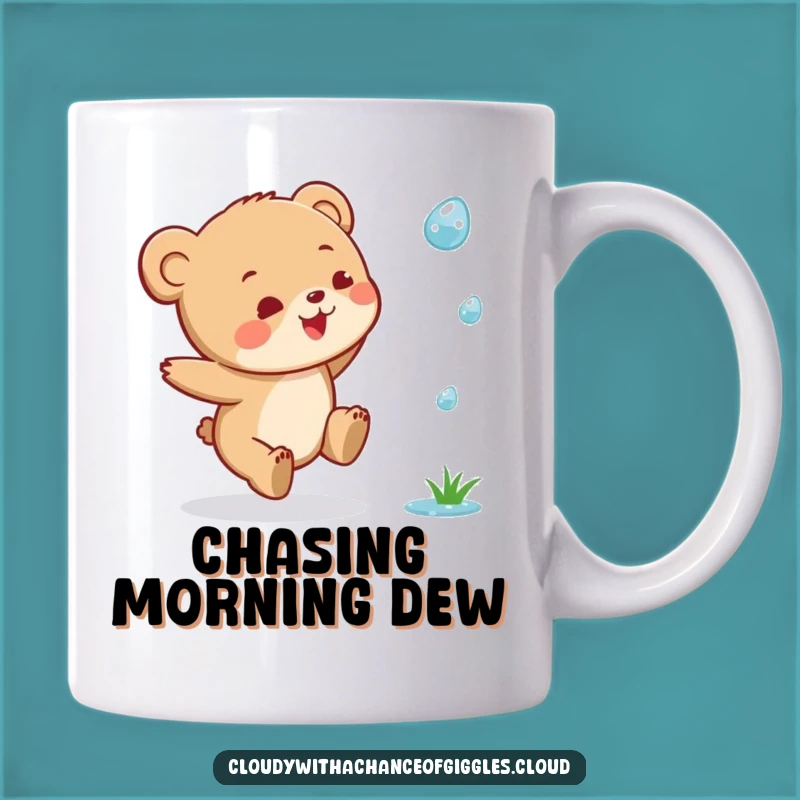 Funny Bear Cub Raindrop Mug: Joyful Leap Design, Perfect Cute Gift for Animal Lovers