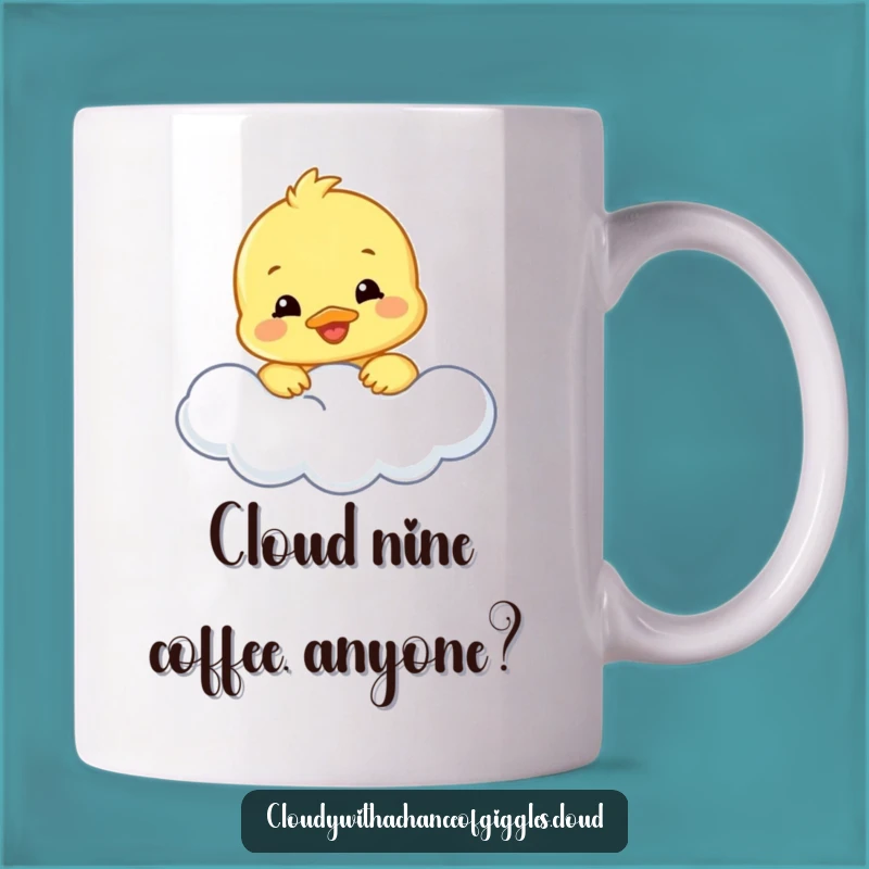 Funny Duckling Cloud Mug: Adorable Smiling Bird, Perfect Funny Gift for Bird Lovers