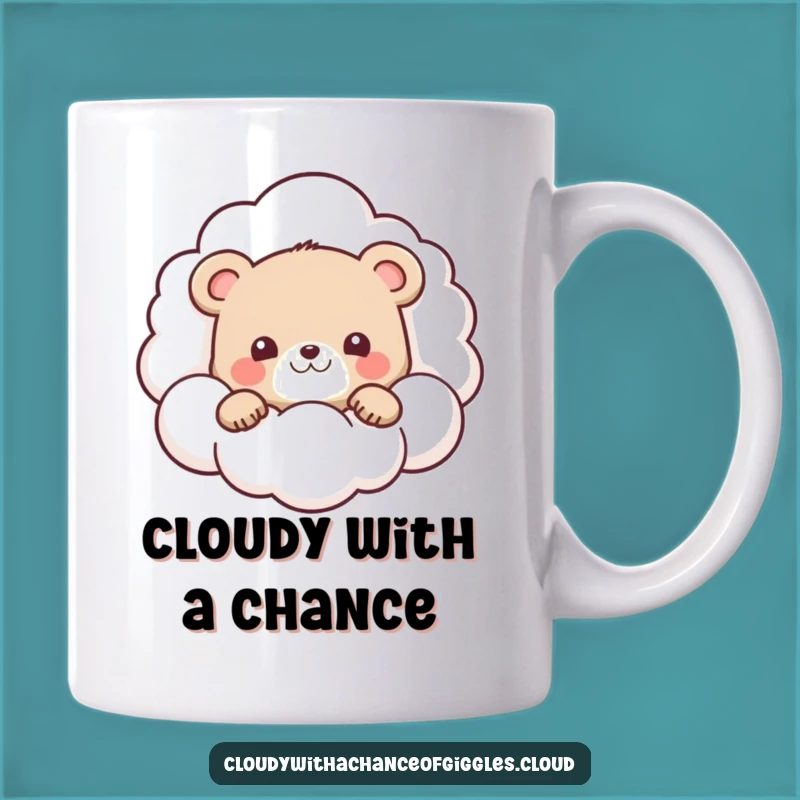 Funny Bear Cub Cloud Mug: Adorable Peek-a-Boo Design, Cute Gift!