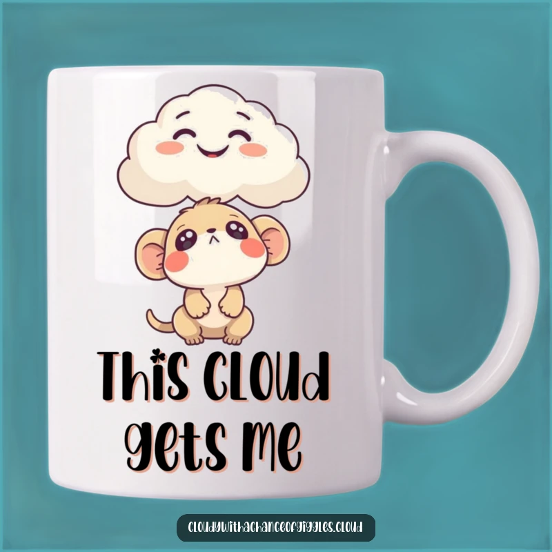 Funny Cloud Face Mug: Curious Creature's Discovery, Perfect Funny Gift