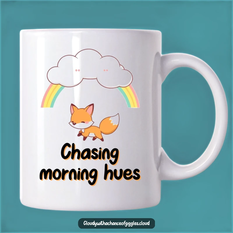Funny Fox Rainbow Mug: Chasing Dreams with Cloud, Perfect Funny Gift for Optimists