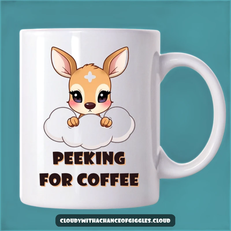 Funny Shy Deer Cloud Mug: Gentle Forest Art, Perfect Funny Nature Gift