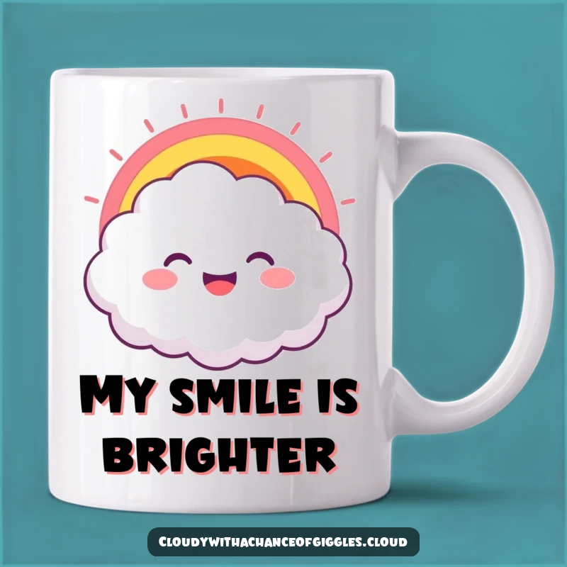 Funny Cloud Rainbow Grin Mug: A Joyful Burst of Humor for Your Morning Coffee