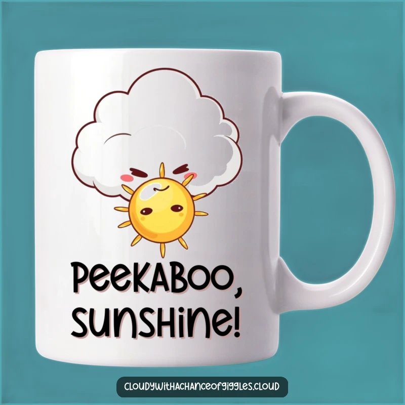 Funny Mischievous Cloud Hiding Behind Sun Mug - Perfect Cheeky Weather Gift