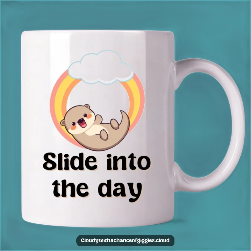 Funny Otter Rainbow Slide Mug - Joyful Creature Gift for Bright Mornings