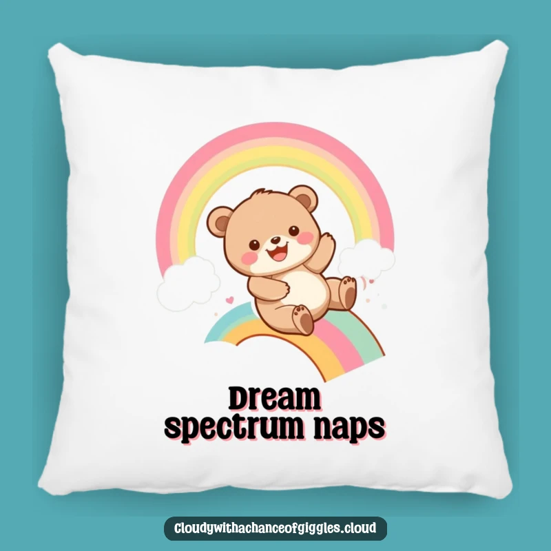 Funny Bear Cub Rainbow Slide Pillow: Cozy Comfort with Playful Humor, Gift