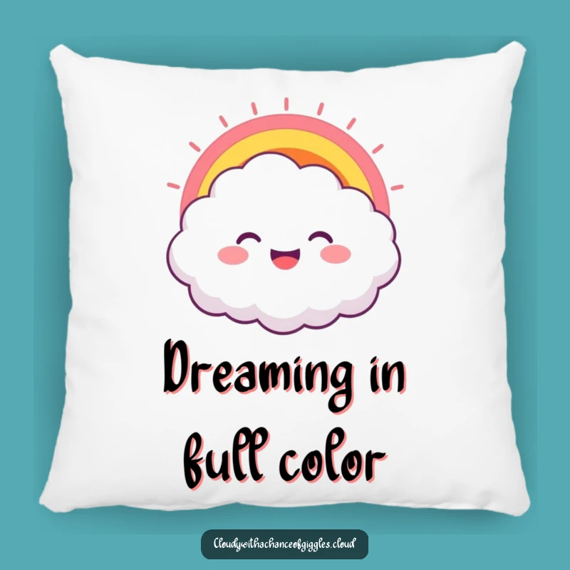 Funny Cloud Rainbow Grin Pillow: Snuggle Up with Bursting Joyful Comfort
