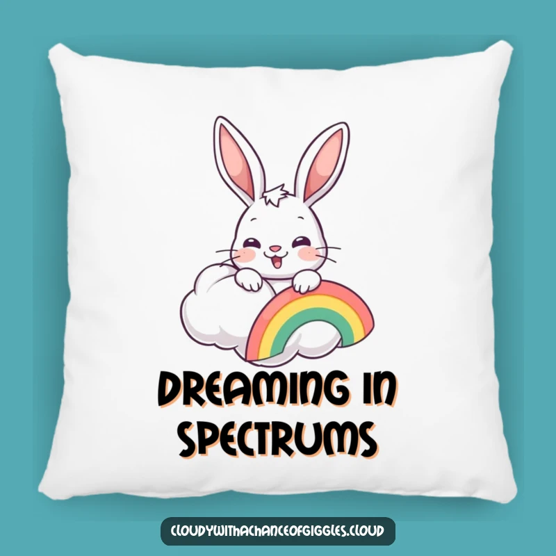 Funny Bunny Rainbow Cloud Pillow: Cozy Comfort with Cheerful Art