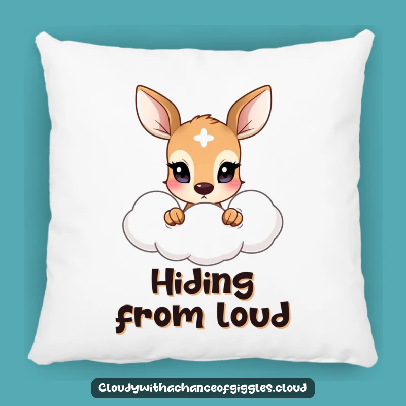 Funny Shy Deer Pillow: Soft Cloud Cushion, Gentle Art, Funny Gift Decor