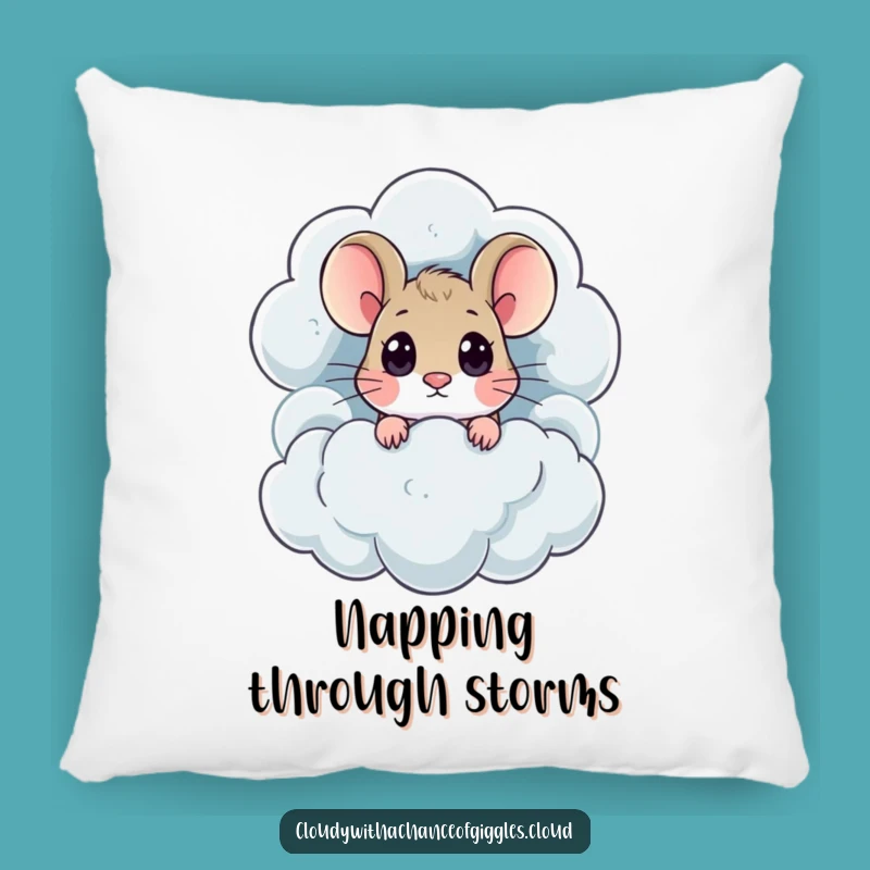 Funny Mouse Thundercloud Pillow: Cozy Cartoon Comfort for Curious Souls