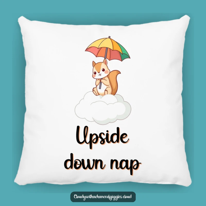 Funny Squirrel Umbrella Pillow: Cozy Whimsy, Upside Down Accent Pillow Gift!