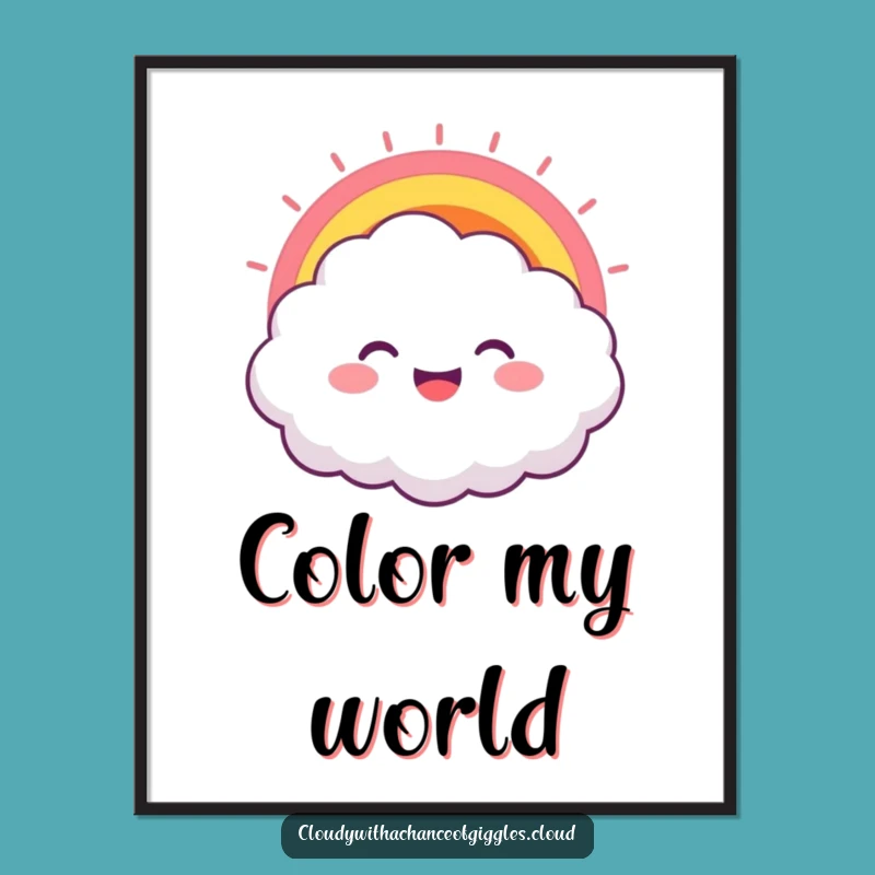 Funny Cloud Rainbow Grin Digital Art: Instant Joyful Burst of Humorous Decor