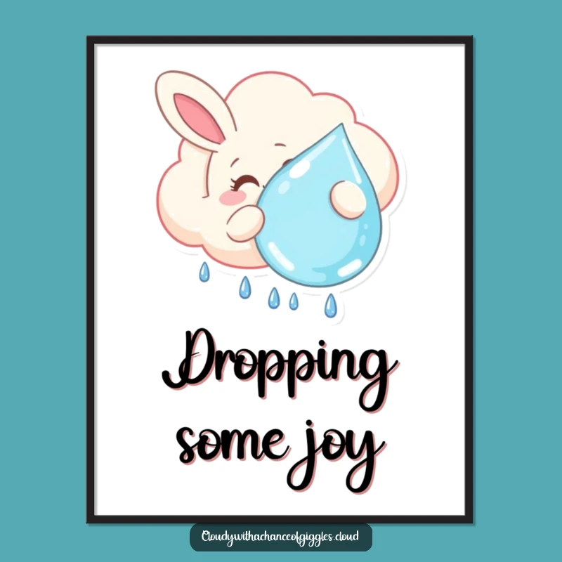 Funny Bunny Cloud Digital Art - Instant Whimsical Decor Download