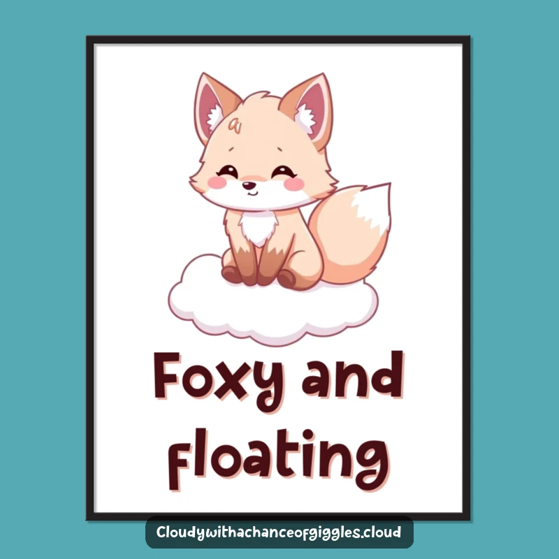 Funny Fox Cloud Joy Digital Art: Instant Hilarious Downloadable Print