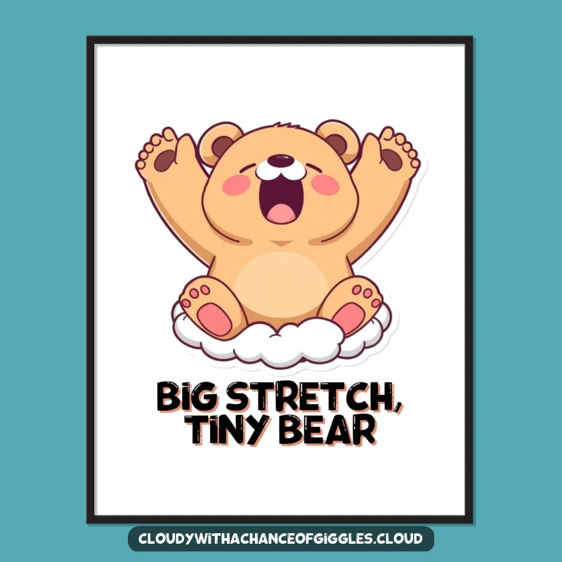 Funny Bear Cloud Yawn Digital Art - Instant Cozy Vibes for Your Walls