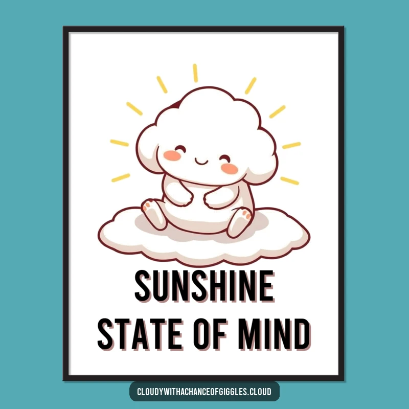 Funny Cloud Animal Digital Art: Sunny Stretch Joy, Instant Cheerful Download