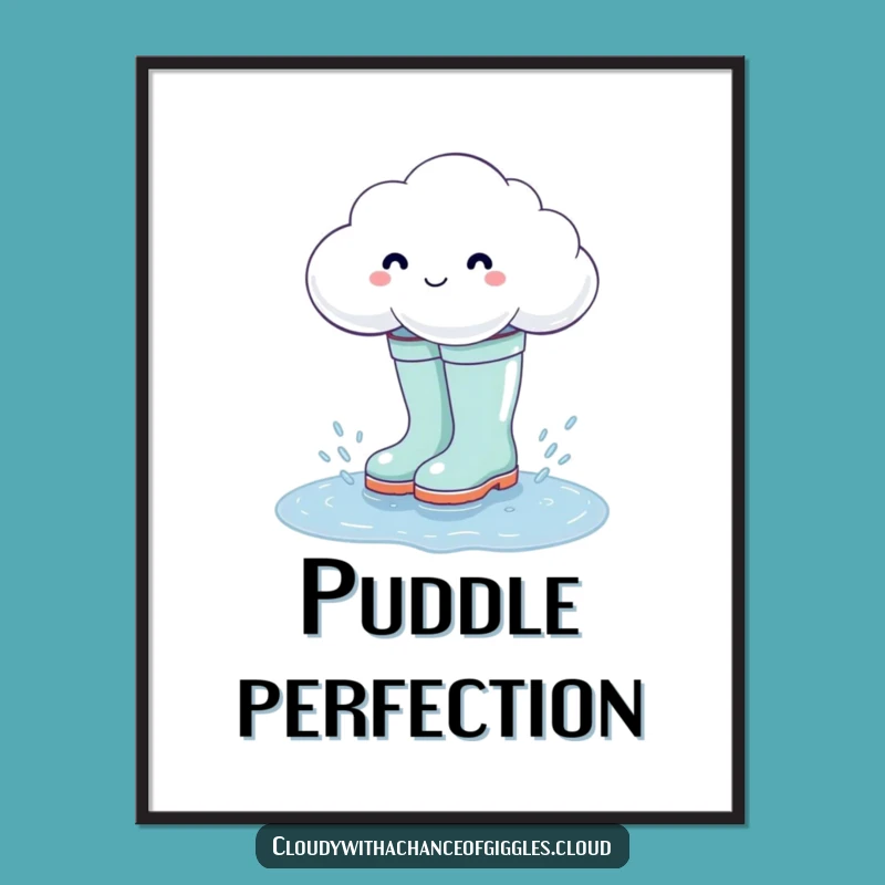 Funny Cloud Rain Boots Digital Art - Instant Download of Whimsical Puddle Fun!