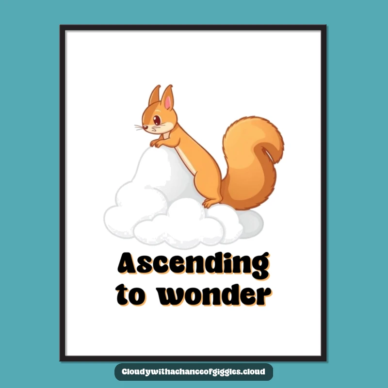 Funny Cloud Squirrel Digital Print: Instant Whimsy for Your Walls!