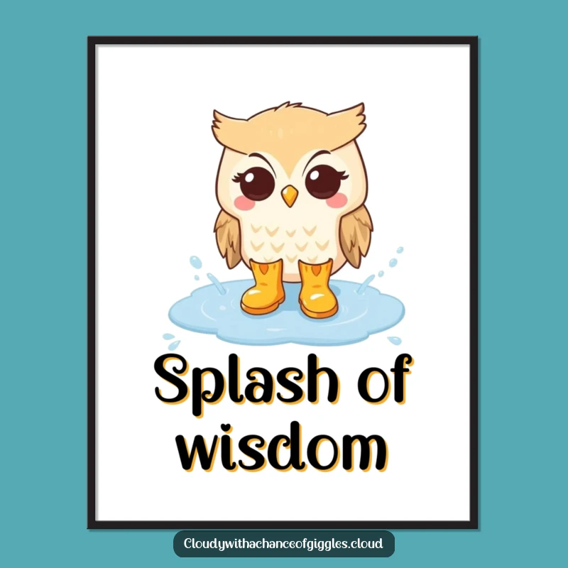 Funny Owl Cloud Splash Digital Art - Instant Whimsical Decor
