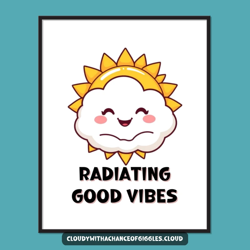 Funny Sun Cloud Cheer Digital Art: Instant Hilarious Downloadable Print