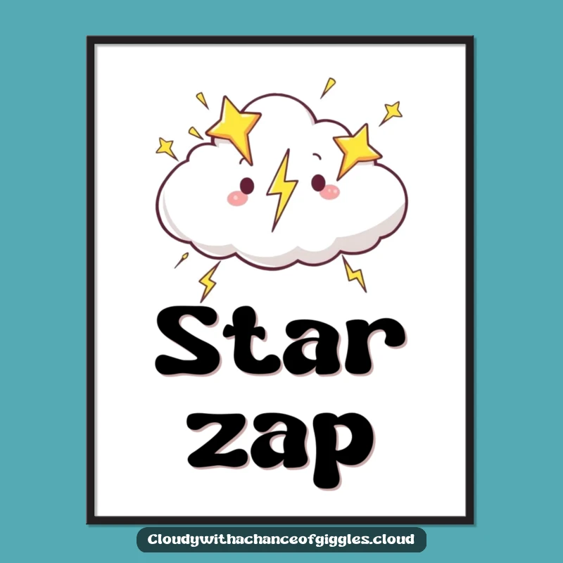 Funny Star Lightning Cloud Digital Art: Print Cosmic Energy - Hilarious Instant Gift!