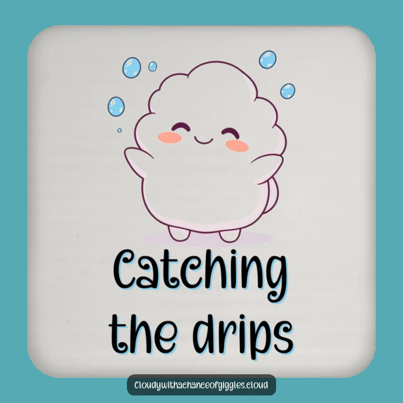 Funny Cloud Animal Drink Coaster: Juggling Raindrops, Playful Surface Guard