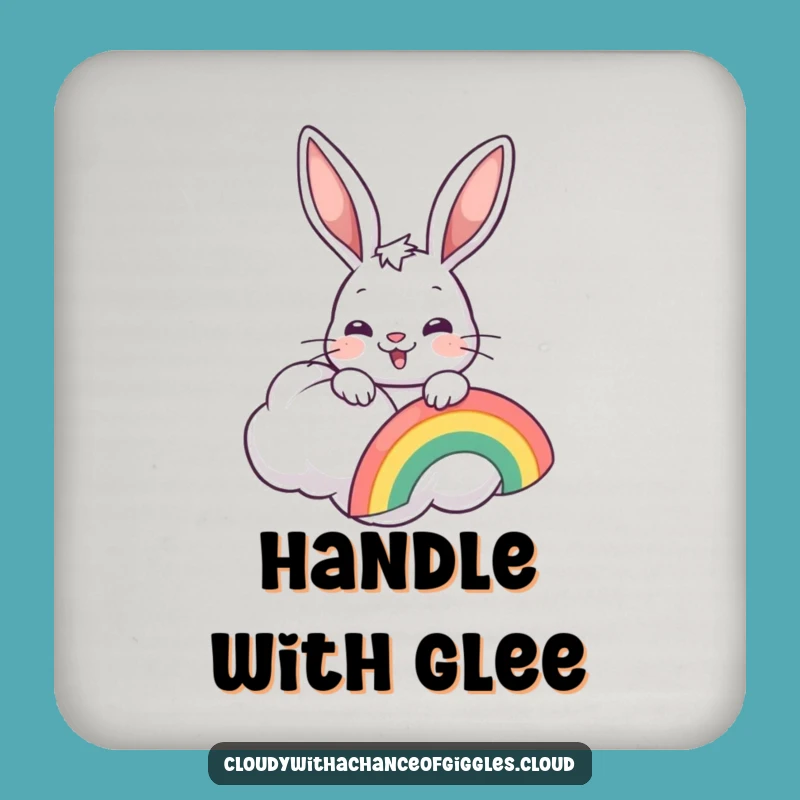 Funny Bunny Rainbow Coaster Set: Protect Surfaces with Cheerful Art