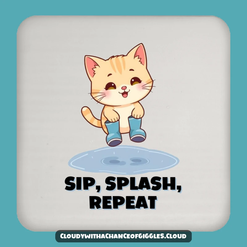 Funny Cat Rain Boots Coaster Set: Protect Surfaces with Hilarious Style Gift
